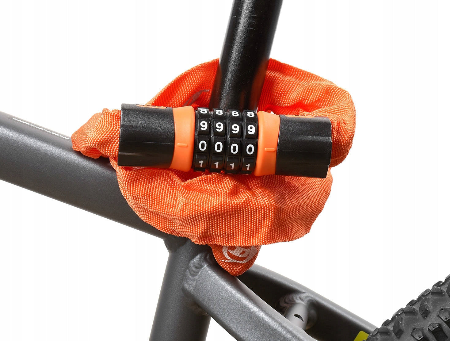 DUNLOP BICYCLE CLASP COMBINATION LOCK CHAIN CORD 90CM ORANGE Packaging status original