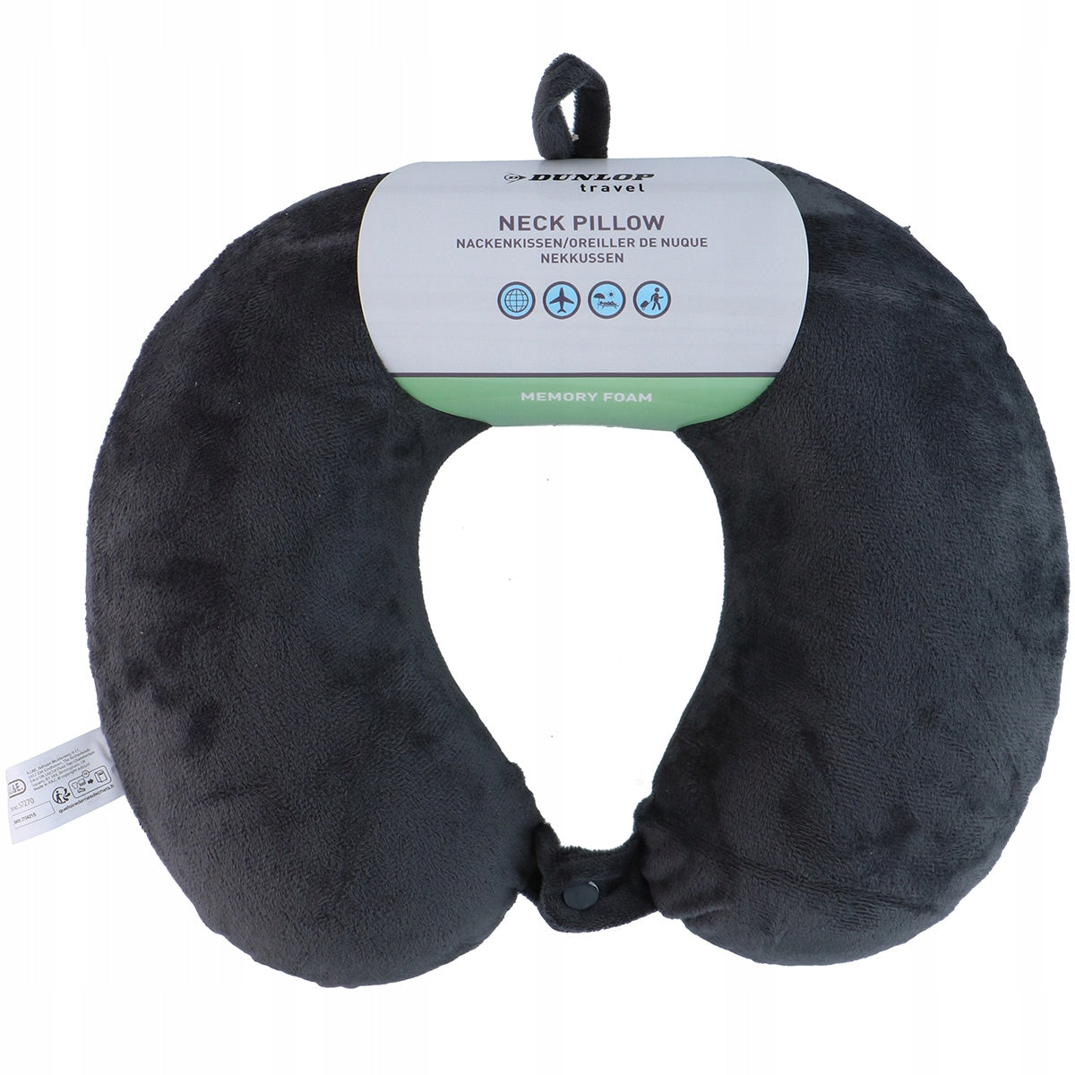 DUNLOP MEMORY Foam Croissant Travel Pillow for Car Color gray
