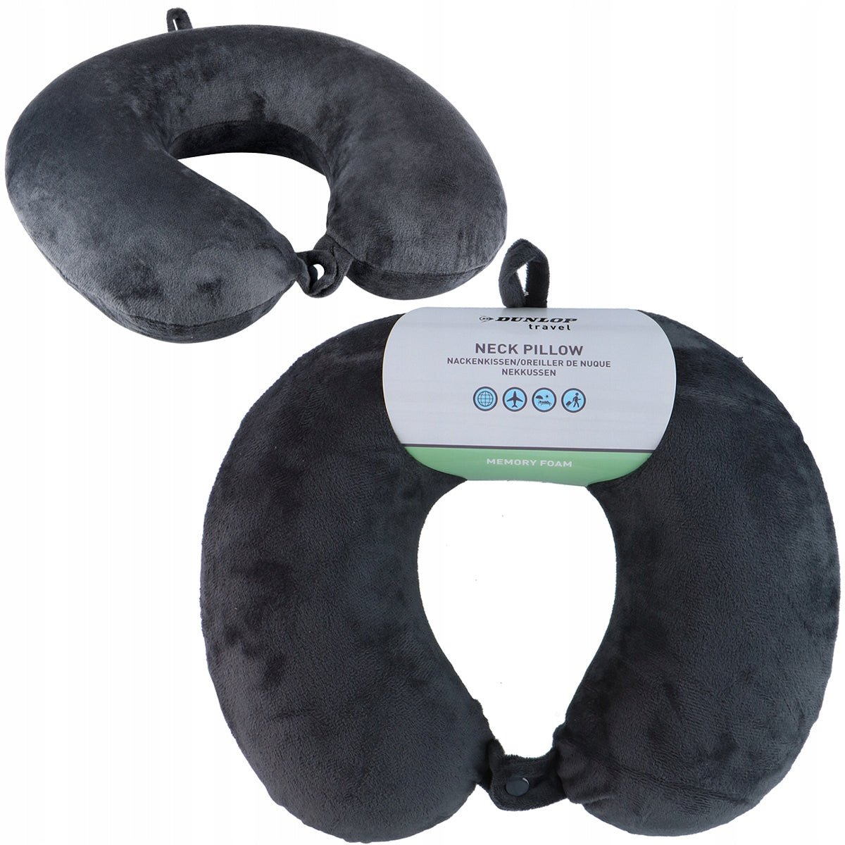 DUNLOP MEMORY Foam Croissant Travel Pillow for Car