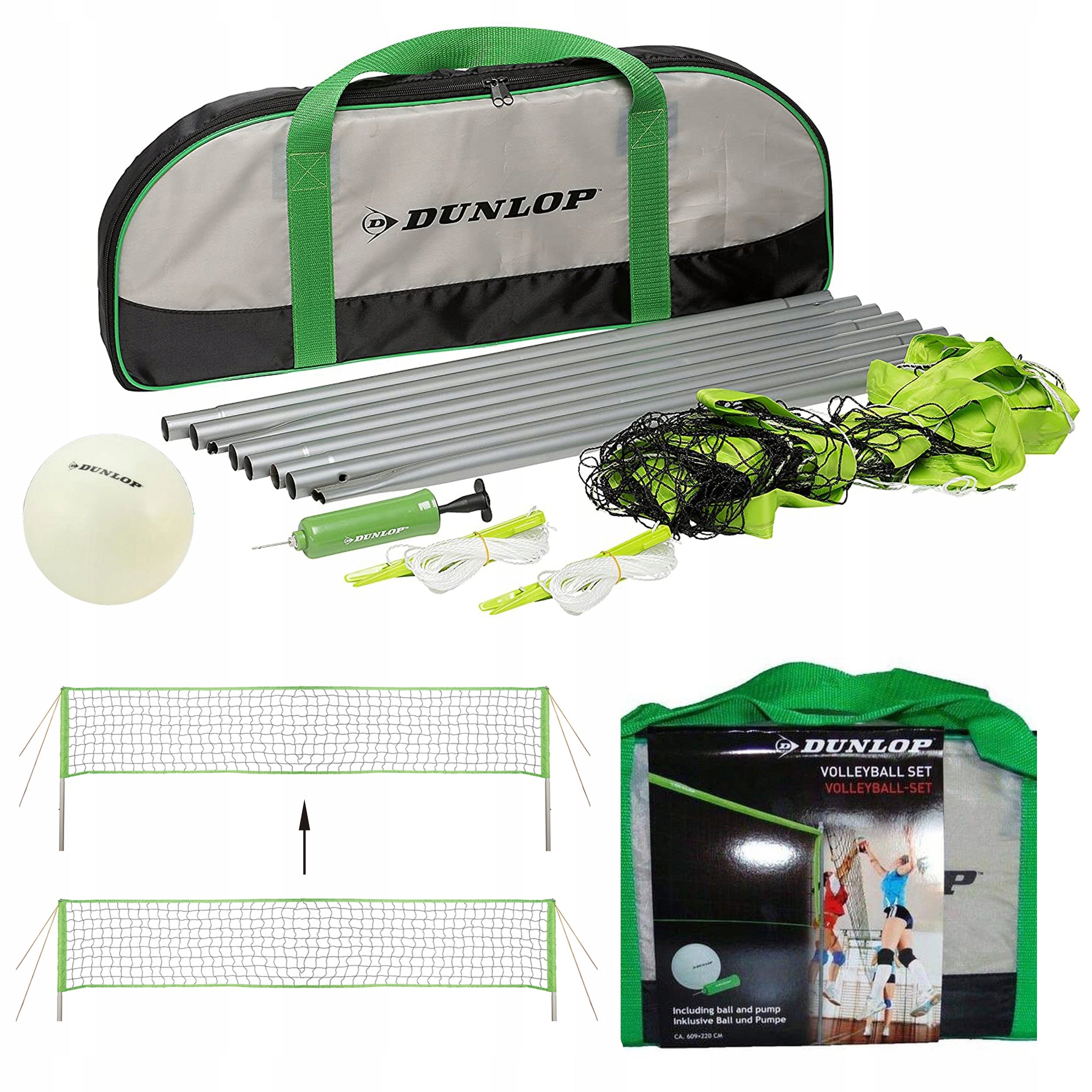 DUNLOP Volleyball net POSTS badminton set +ball