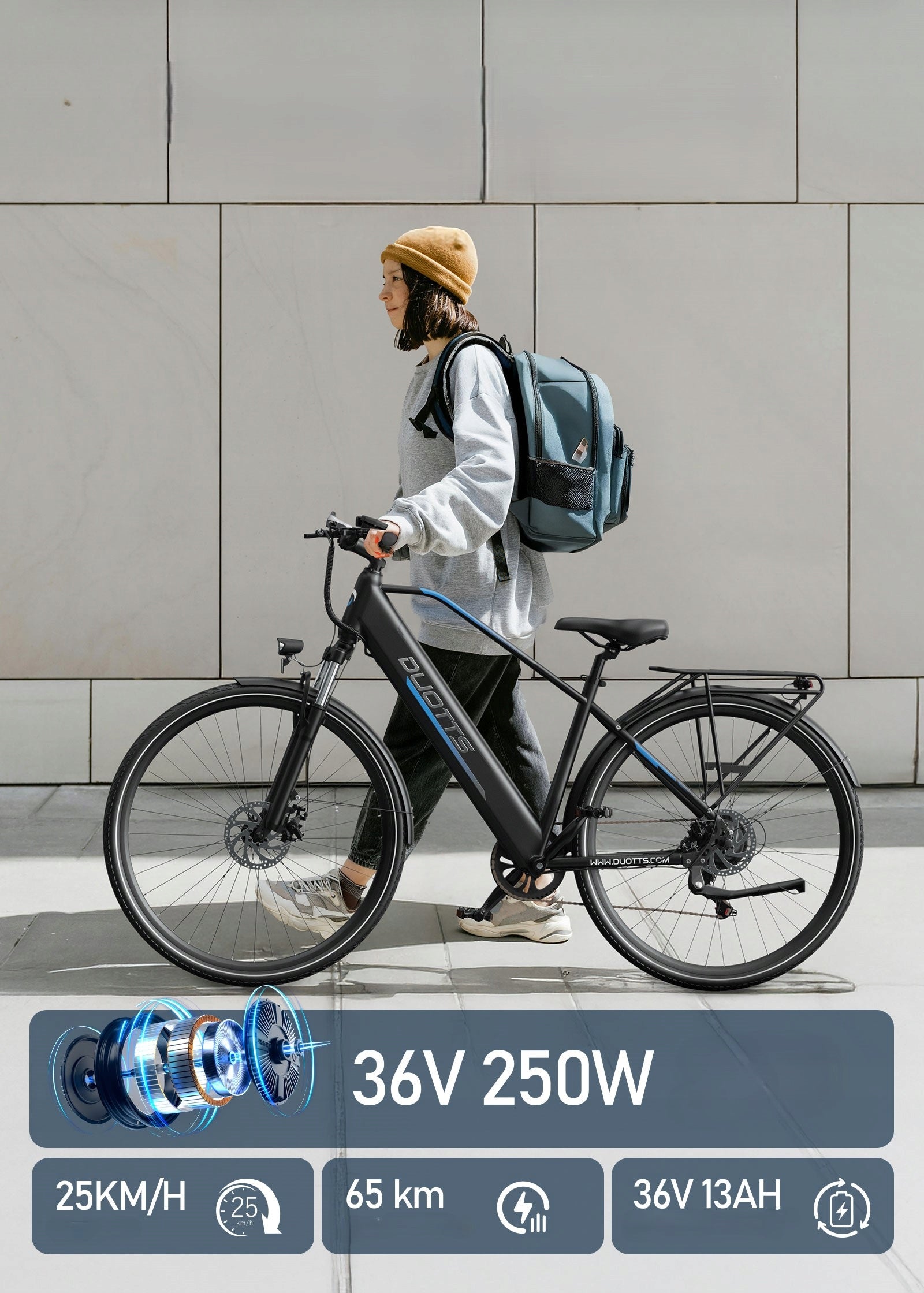 DUOTTS C29 Lite 250W 36V 13Ah 27.5'' 65km Adult Electric Bike Model DUOTTS C29 Lite Rower Elektryczny dla dorosłych