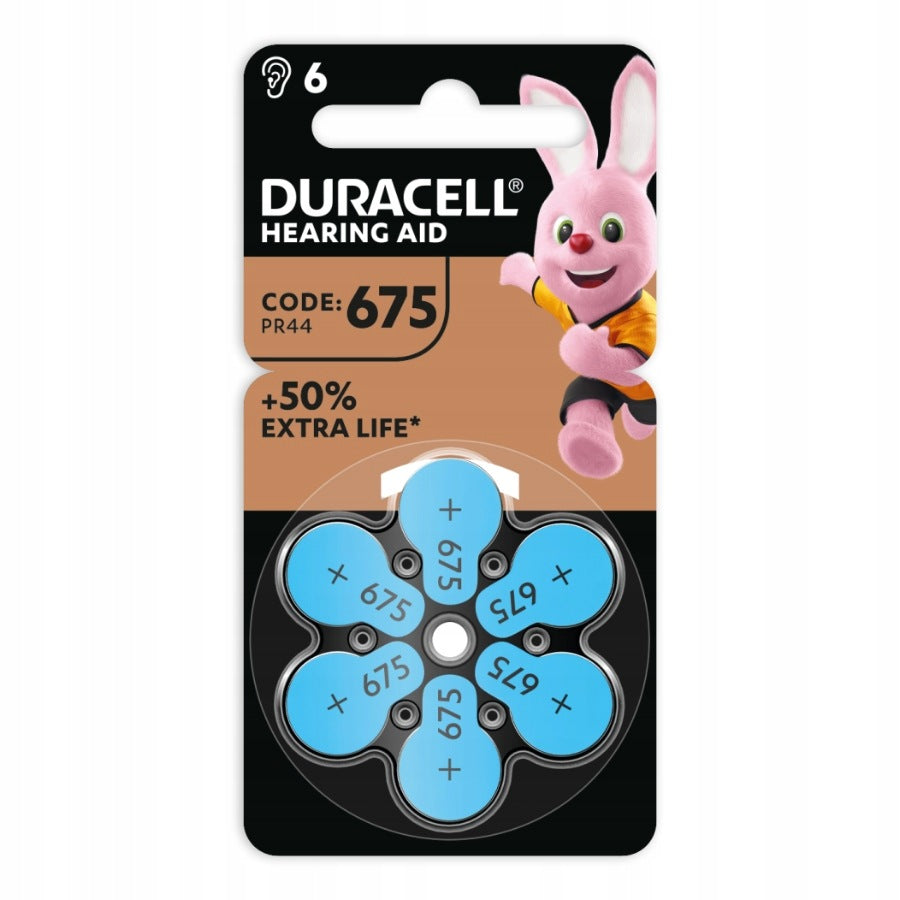 DURACELL hearing batteries EXTRA LIFE 675 PR44 1,45V mercury-free new version Manufacturer code 5000394167292