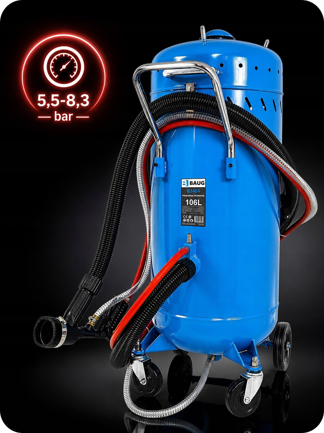 DUST-FREE SIPHON SANDBLASTER 106L LARGE SANDBLASTING WITH SUCTION VACUUM CLEANER Manufacturer code B3404 + V81090