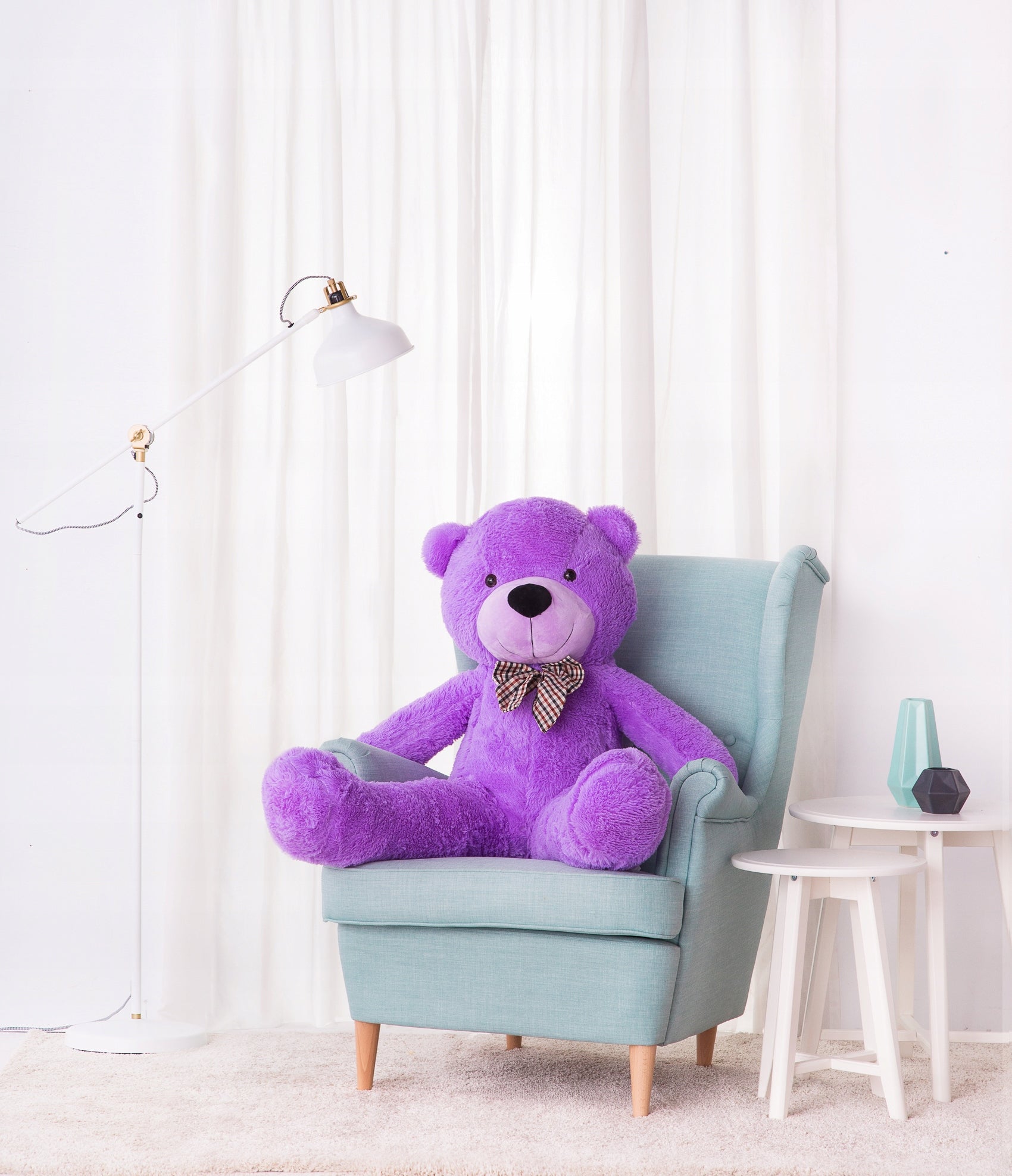 Didelis Pliušinis Meškiukas Popo 130 Cm, Violetinis, Minkštas Žaislas