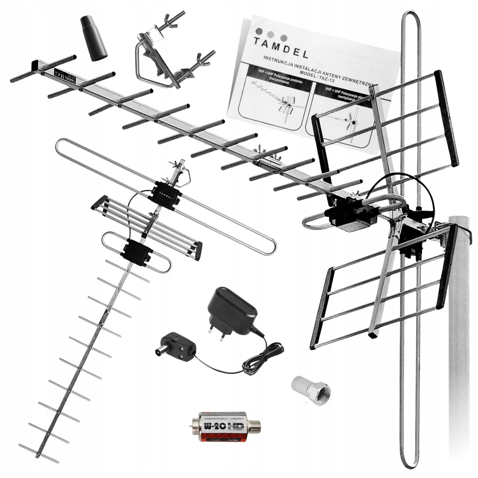 DVB-T2 COMBO MUX8 LTE 4K terrestrial TV antenna + power supply + amplifier Packaging status original
