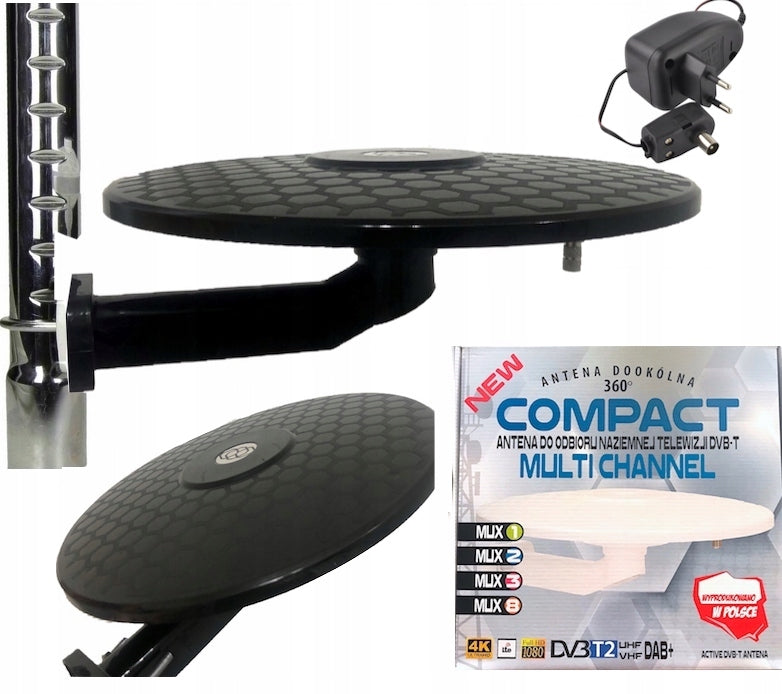 DVB-T2 TERRESTRIAL TV ANTENNA OMNIDIRECTIONAL TV 4K HD MUX8 ACTIVE 360 Brand Wiedyska
