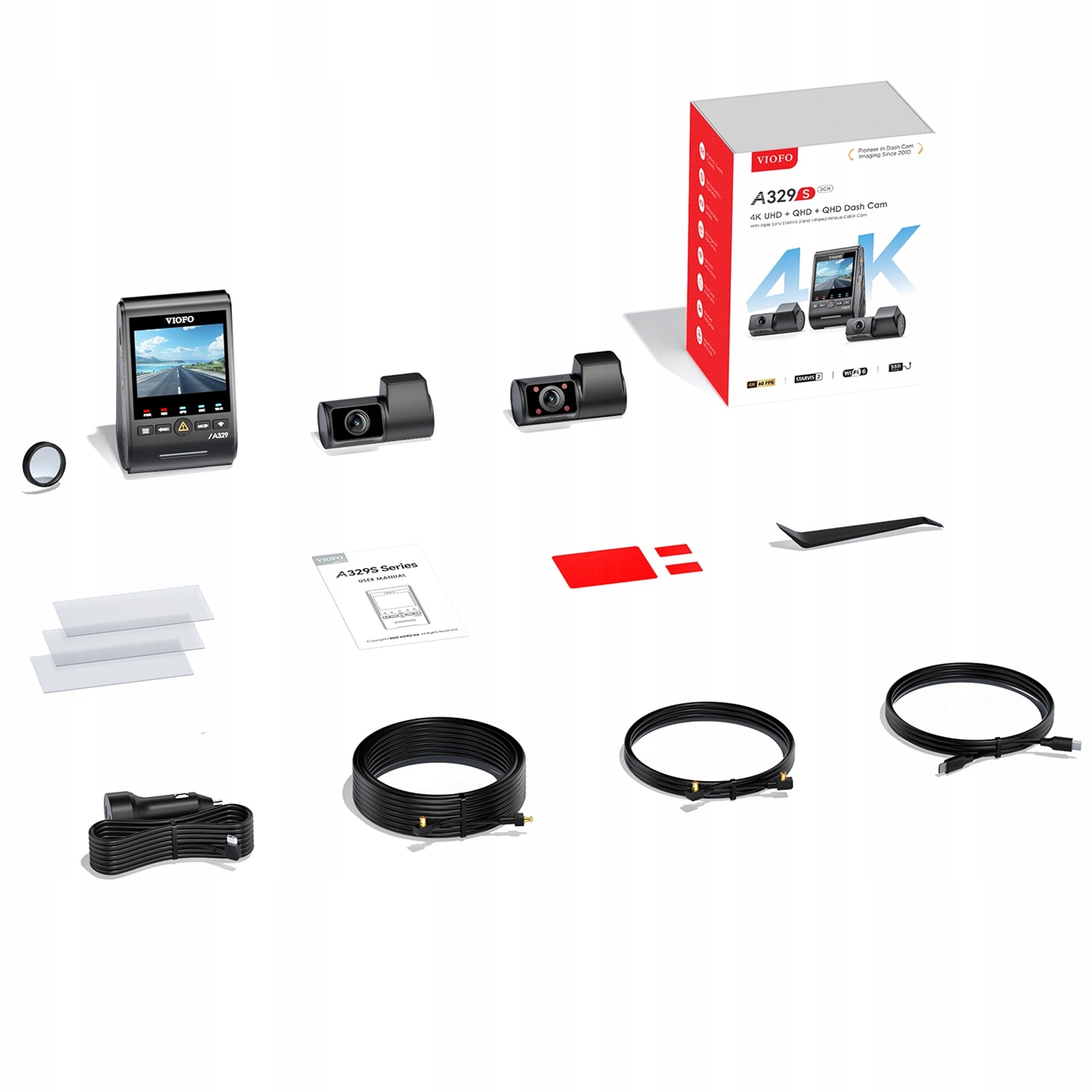 DVR CAR CAMERA VIOFO A329S 3CH 4K HDR GPS WIFI FISH EYE Packaging status original