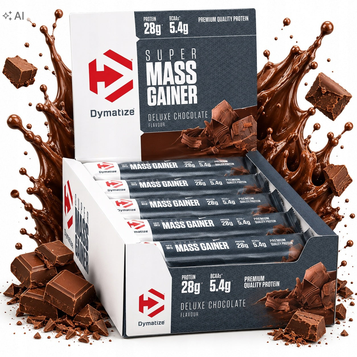 DYMATIZE Super Mass Gainer Bar 10x90g Protein Bar 28g Protein Chocolate