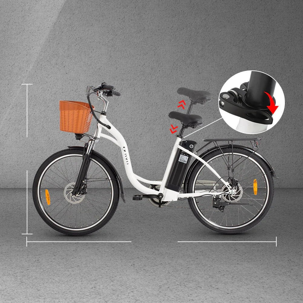 DYU C6 Electric Vehicle White Steel Frame Wheel 26" 250W 12.5AH Packaging status original