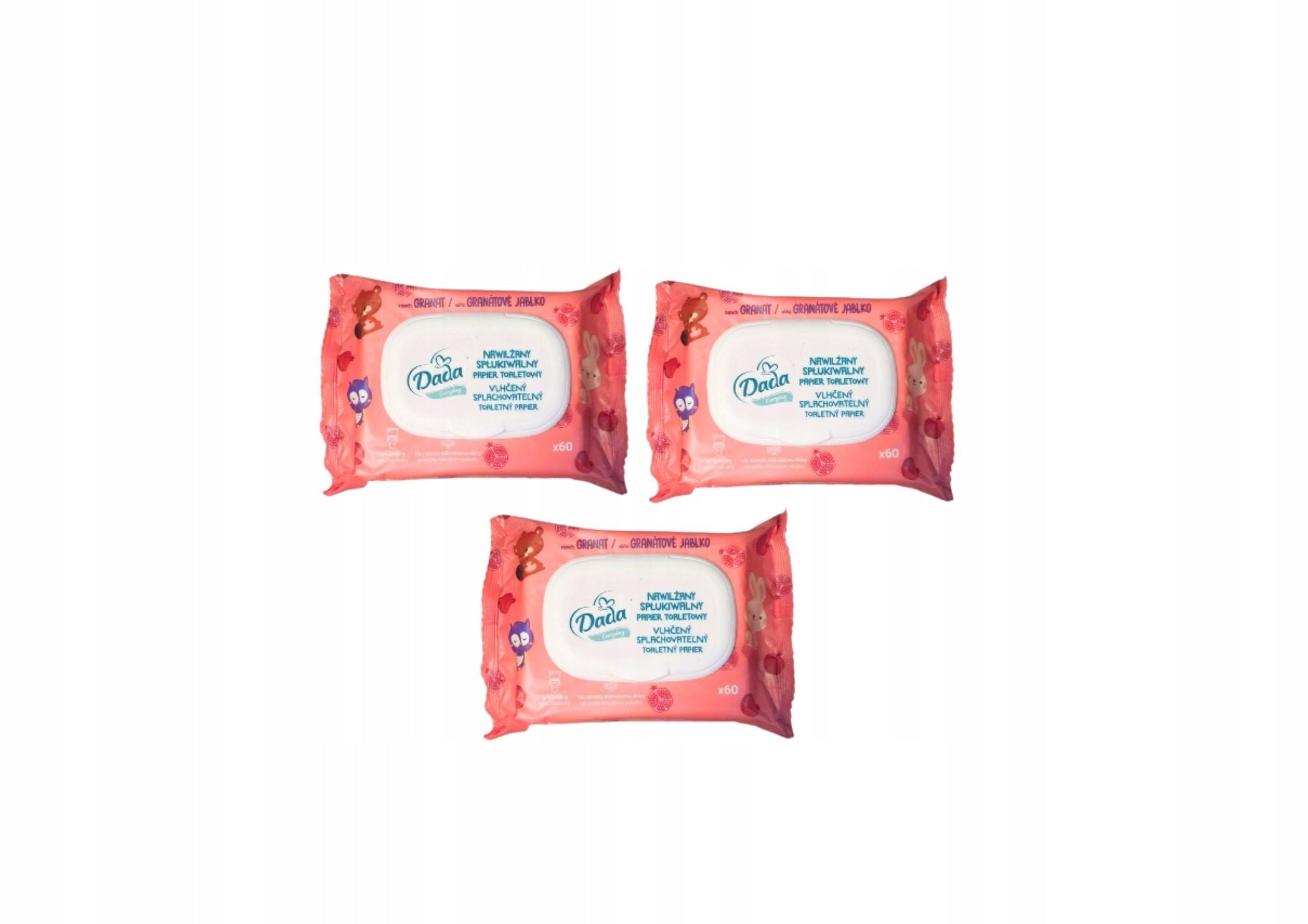 Dada, Garnet, moistened flushable toilet paper, 3x60 pcs