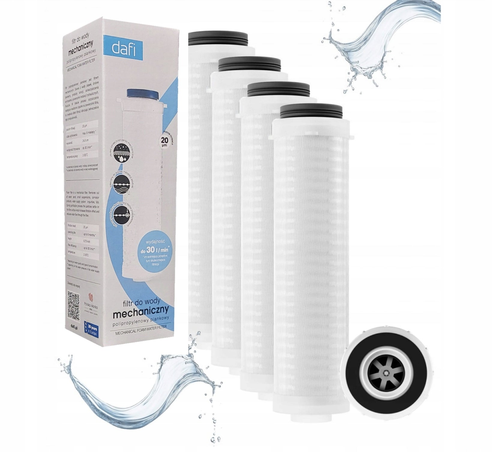 Dafi Flow-through water filter polypropylene 20 µm - 4 pcs.