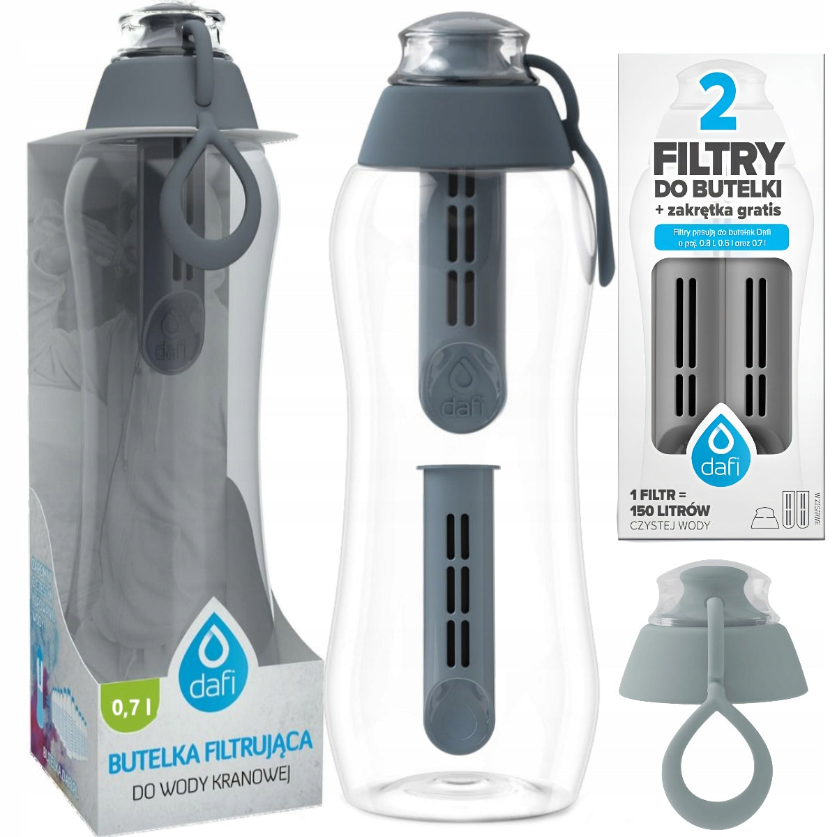 Dafi Water Bottle Soft 0,7l grey + 4x water filter