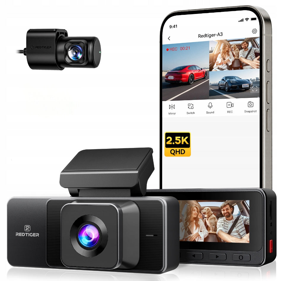 Dash Cam 3-Channel REDTIGER A3 2.5K Front + Rear WiFi 24H Parking Manufacturer code A3