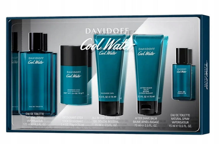 Davidoff Cool Water EDT 125ml + EDT 15ml + Gel 75ml + Balm 75ml + Deo 75ml Brand Davidoff