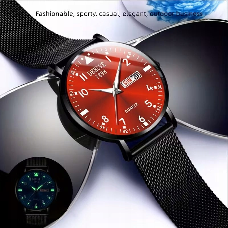 Day-Date watch luminous red dial readable sport Packaging status original