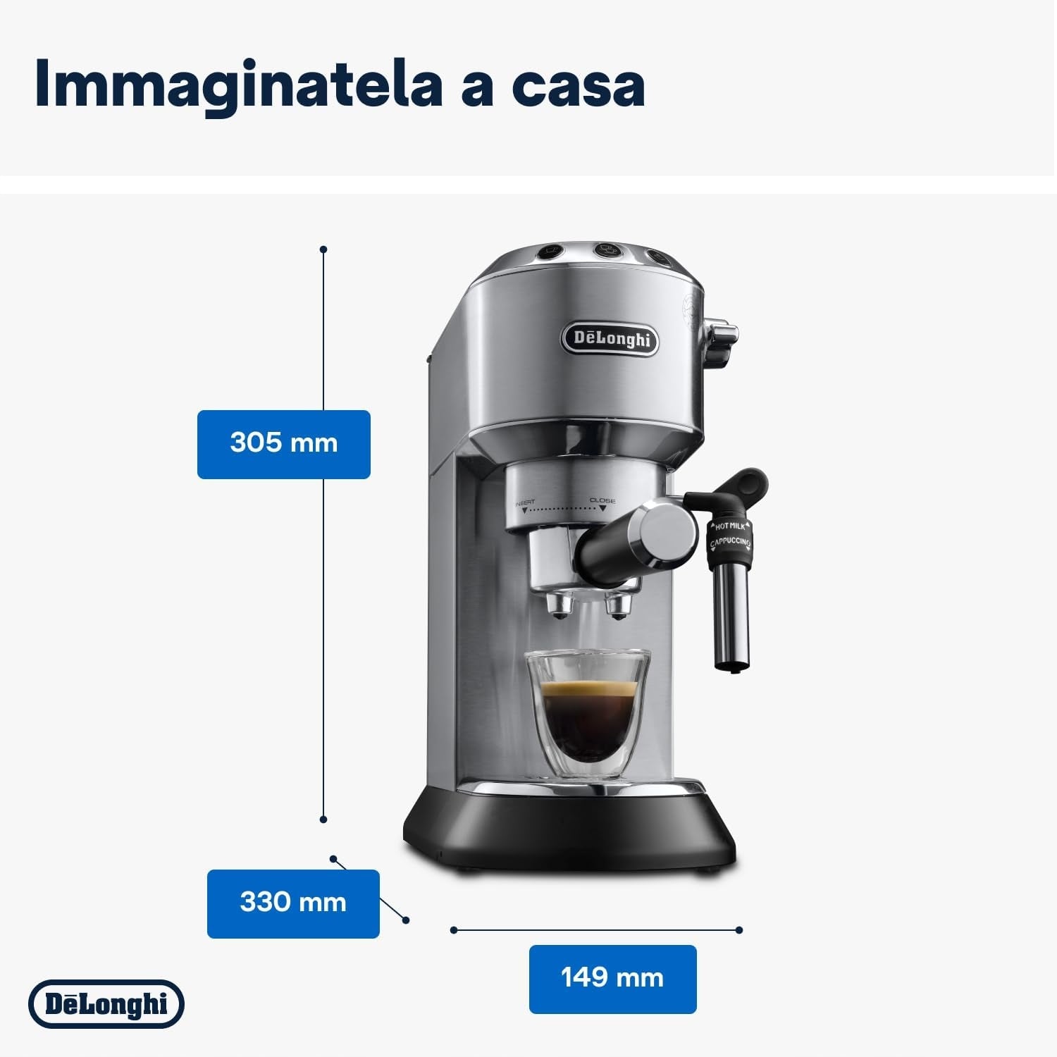 De'Longhi Dedica Style Coffee Maker, Silver, 1350W 220V Manufacturer code BELLA-T-0479