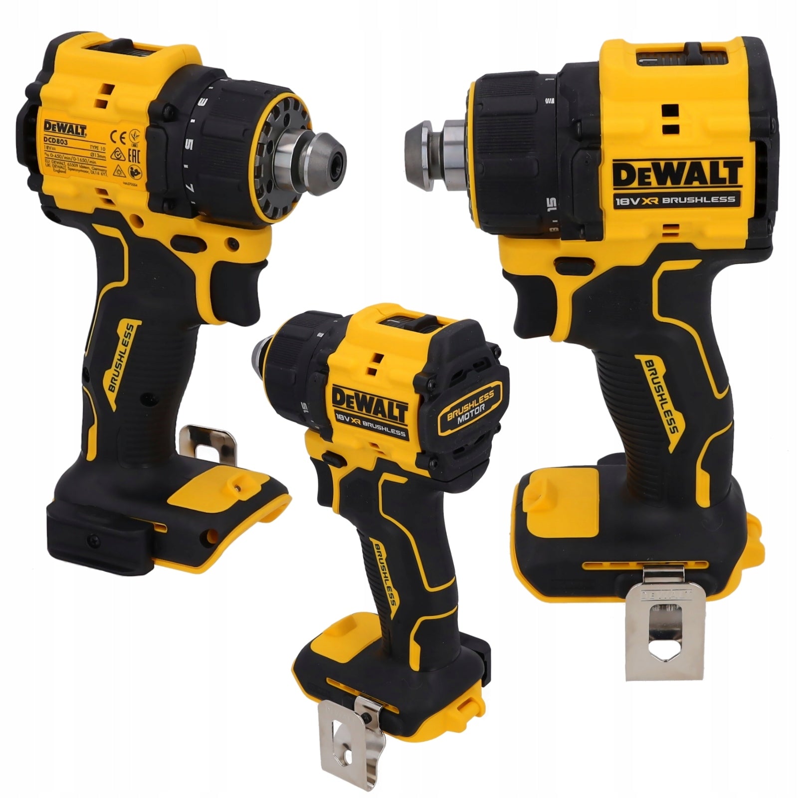 DeWALT 18 V Cordless Drill/Driver with 4 DCD803NT Heads Power supply rechargeable battery