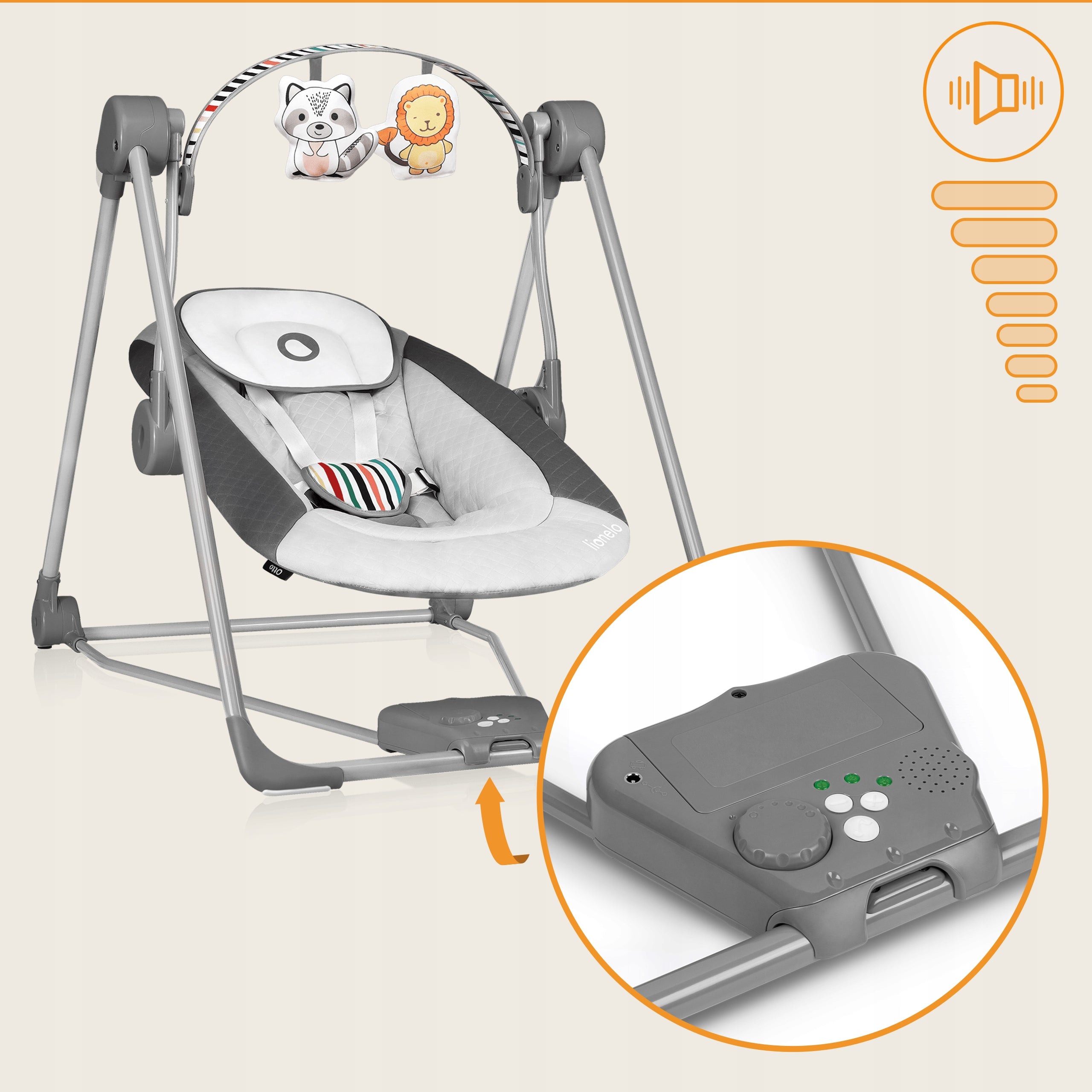 Deckchair electric rocker 2in1 swing cradle for children Lionelo Otto Manufacturer code 58012
