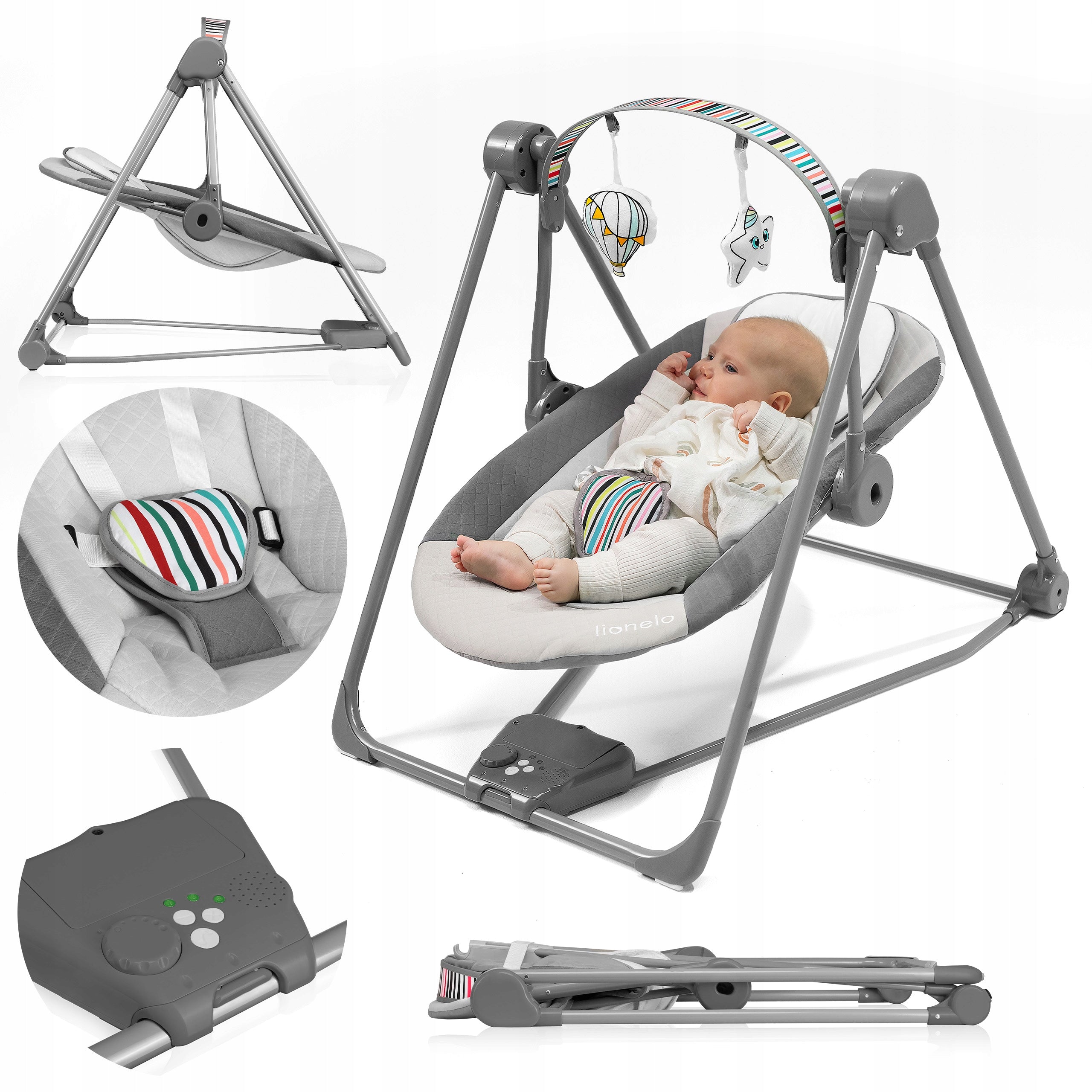 Deckchair electric rocker 2in1 swing cradle for children Lionelo Otto