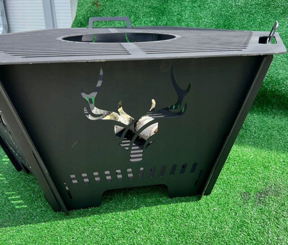 Deer Bull Garden Fire Pit, Steel, Modern, 2in1, Folding MANUFACTURER Packaging status original