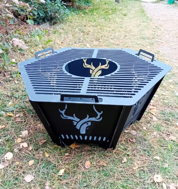 Deer Bull Garden Fire Pit, Steel, Modern, 2in1, Folding MANUFACTURER