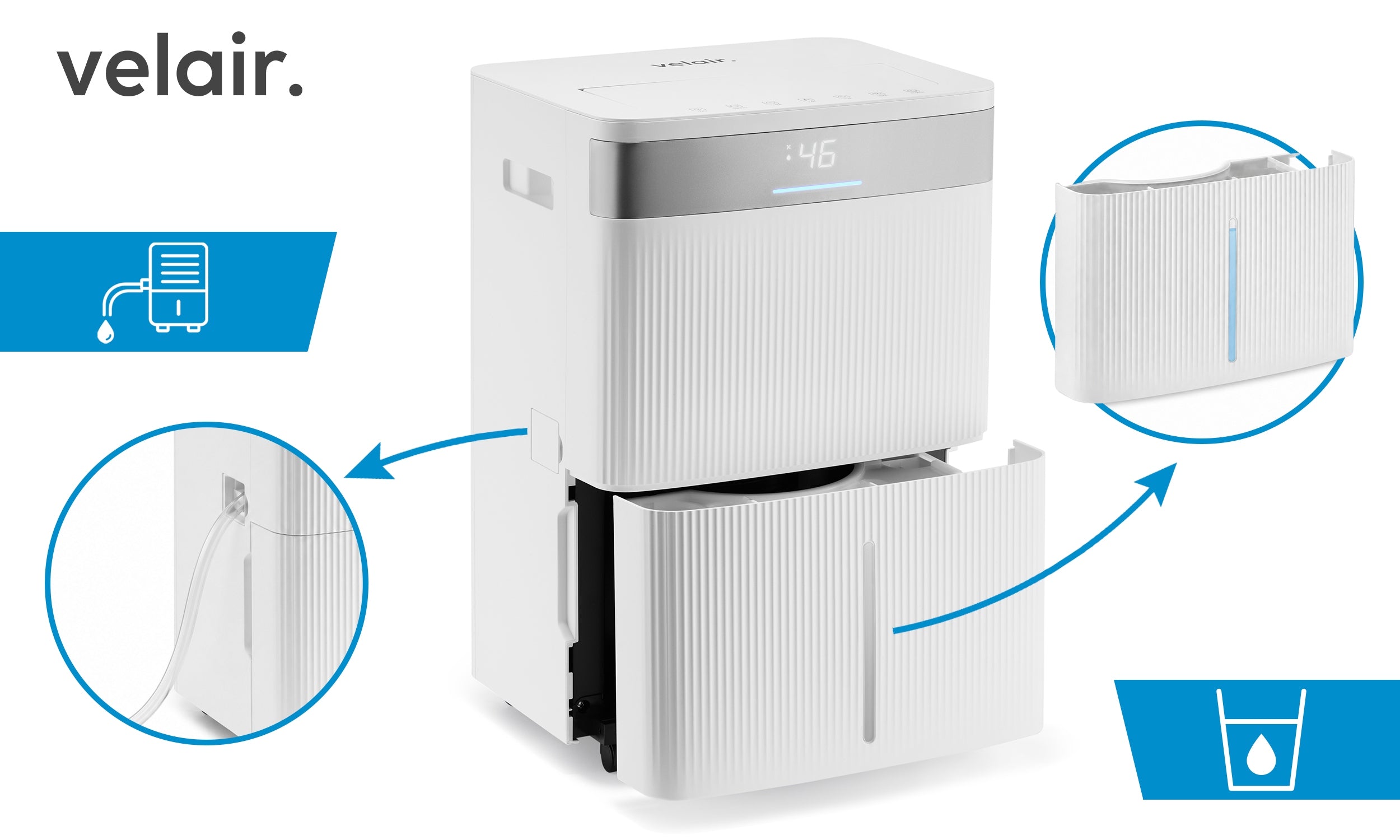 Dehumidifier 40L/24h VELAIR LUMEA XL WiFi | POWERFUL home absorber Brand VELAIR