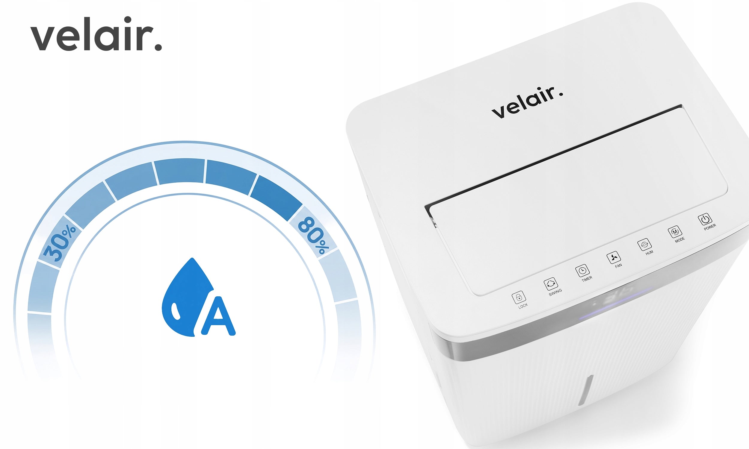 Dehumidifier 40L/24h VELAIR LUMEA XL WiFi | POWERFUL home absorber Efficiency 40 l/24 h
