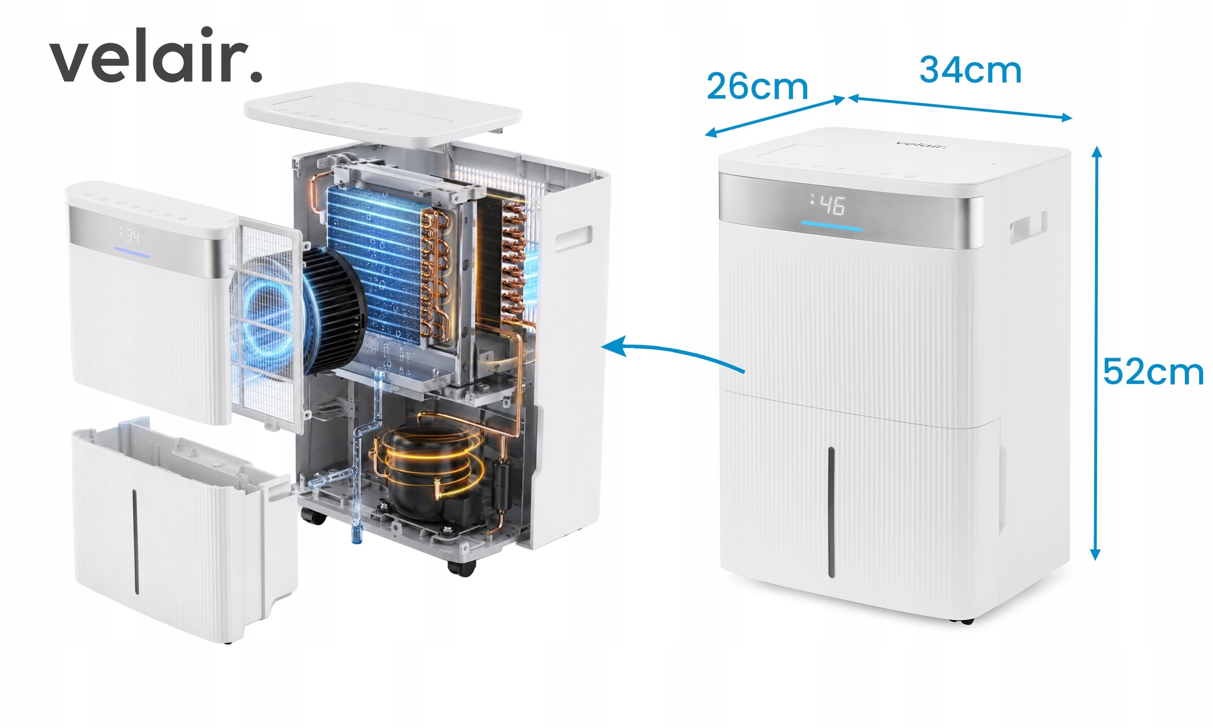 Dehumidifier 40L/24h VELAIR LUMEA XL WiFi | POWERFUL home absorber Manufacturer code LUMEAXL4076K