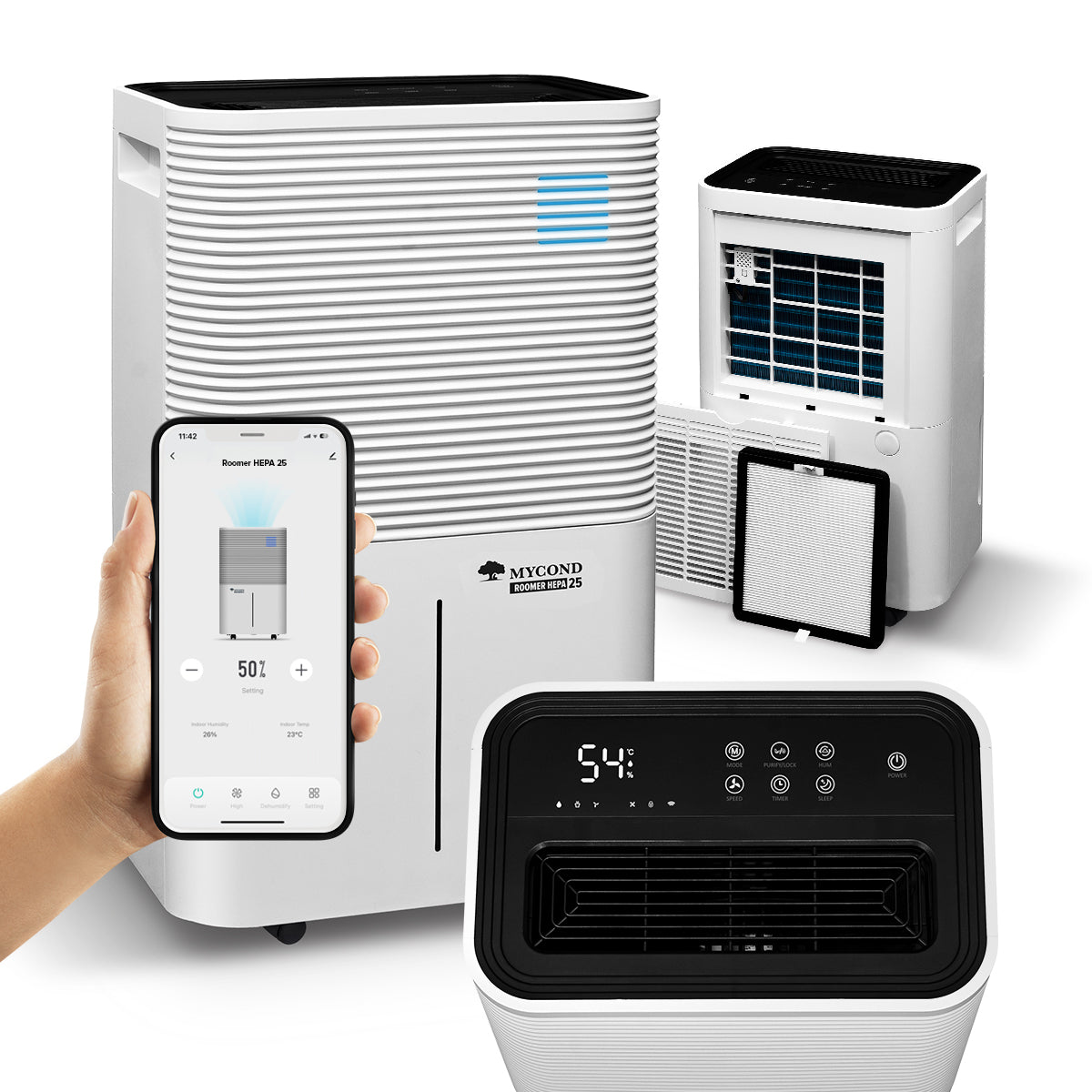Dehumidifier with HEPA filter MYCOND Roomer 25L/24h Wi+Fi + Timer