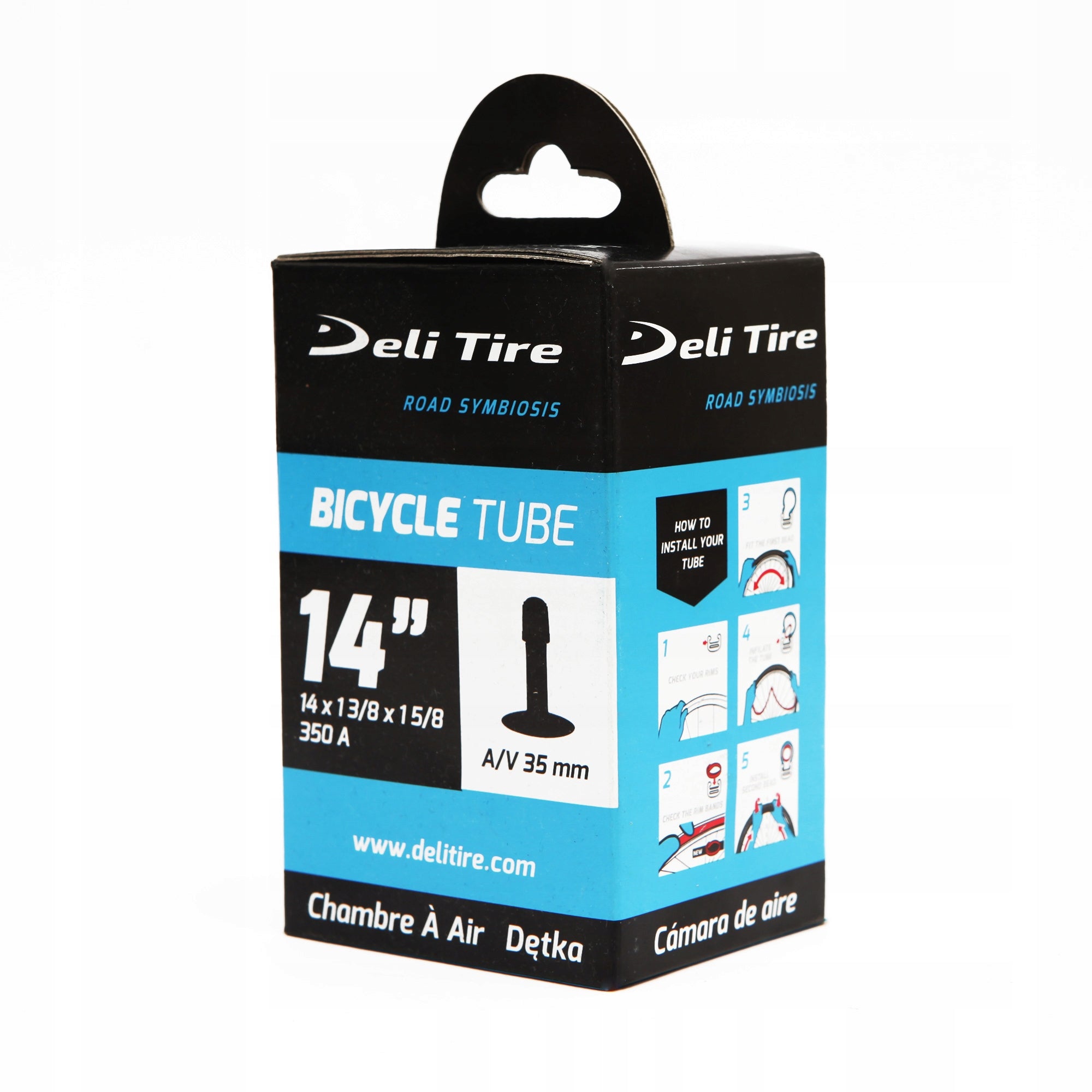 Deli Tire 14 1 3/8 x 1 5/8 AV inner tube for retro strollers and bicycles