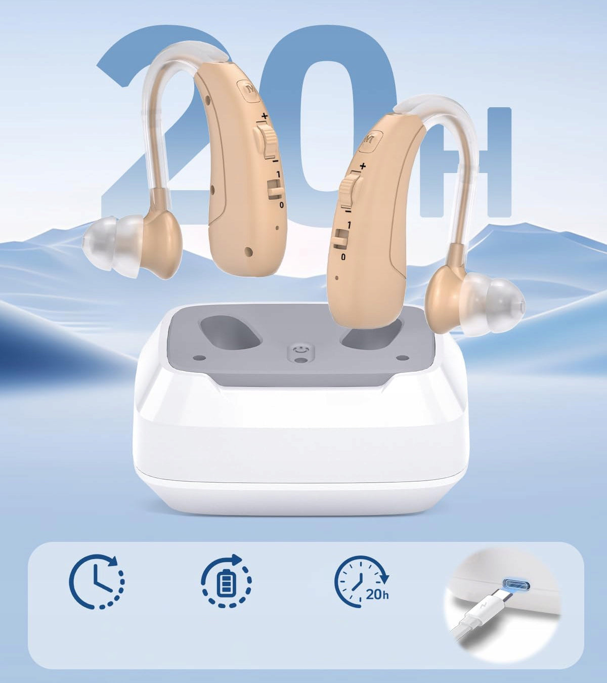 Delmicure DELM-1011D Wireless Hearing Aid with 4 Modes 2 Pieces Packaging status original