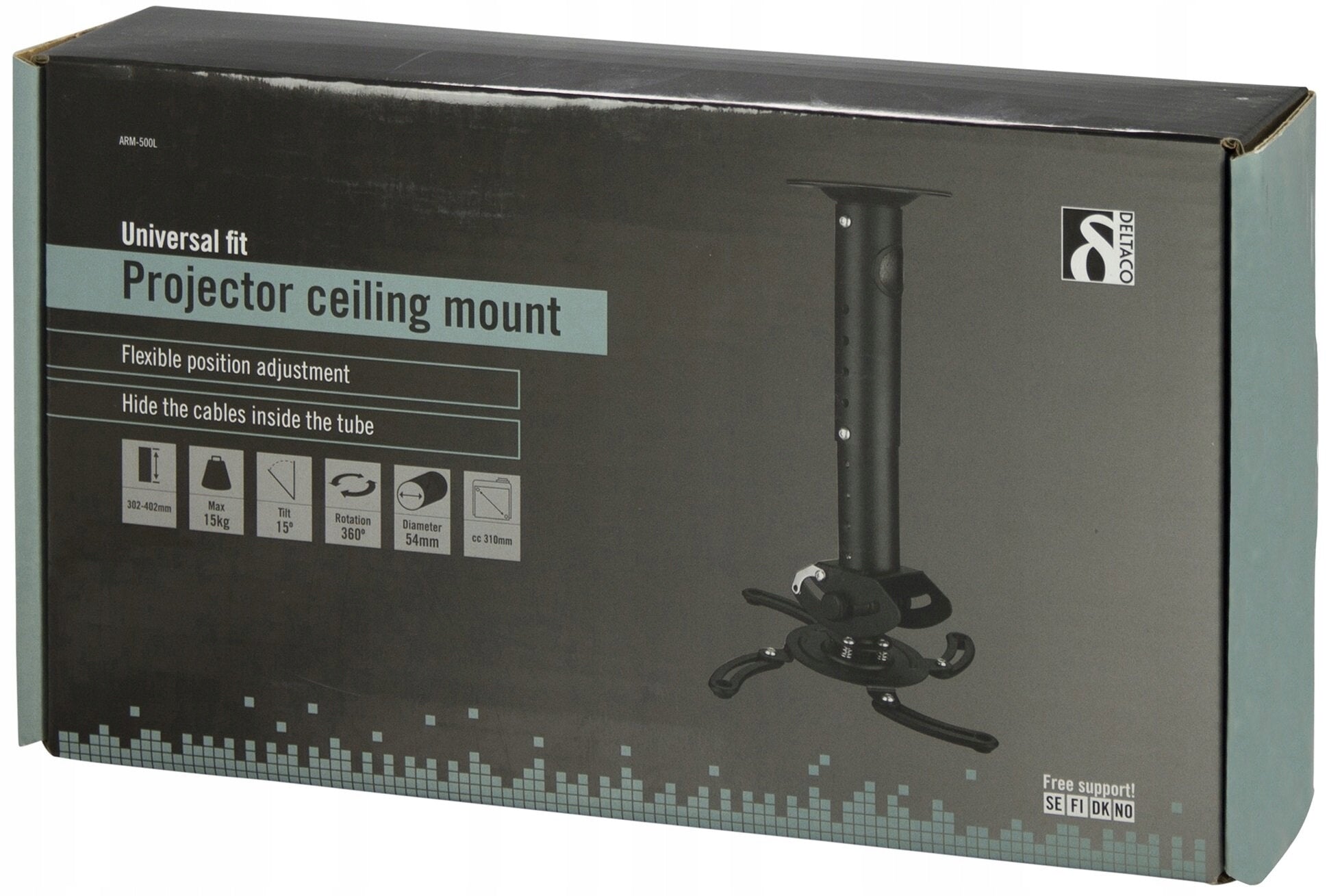 Deltaco ARM 500L Ceiling Projector Mount Black Manufacturer code ARM-500L
