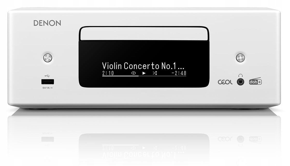 Denon RCD-N12 DAB (RCDN-12 DAB) (White) | Stereo receiver with CD Batteries included no