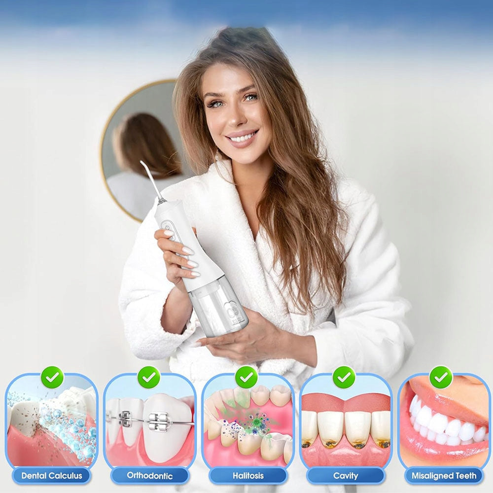 Dental Rinser 4 Operating Modes 6 Nozzles Electric Rinser 300ml Manufacturer code ChongYaQi-A1-Bai