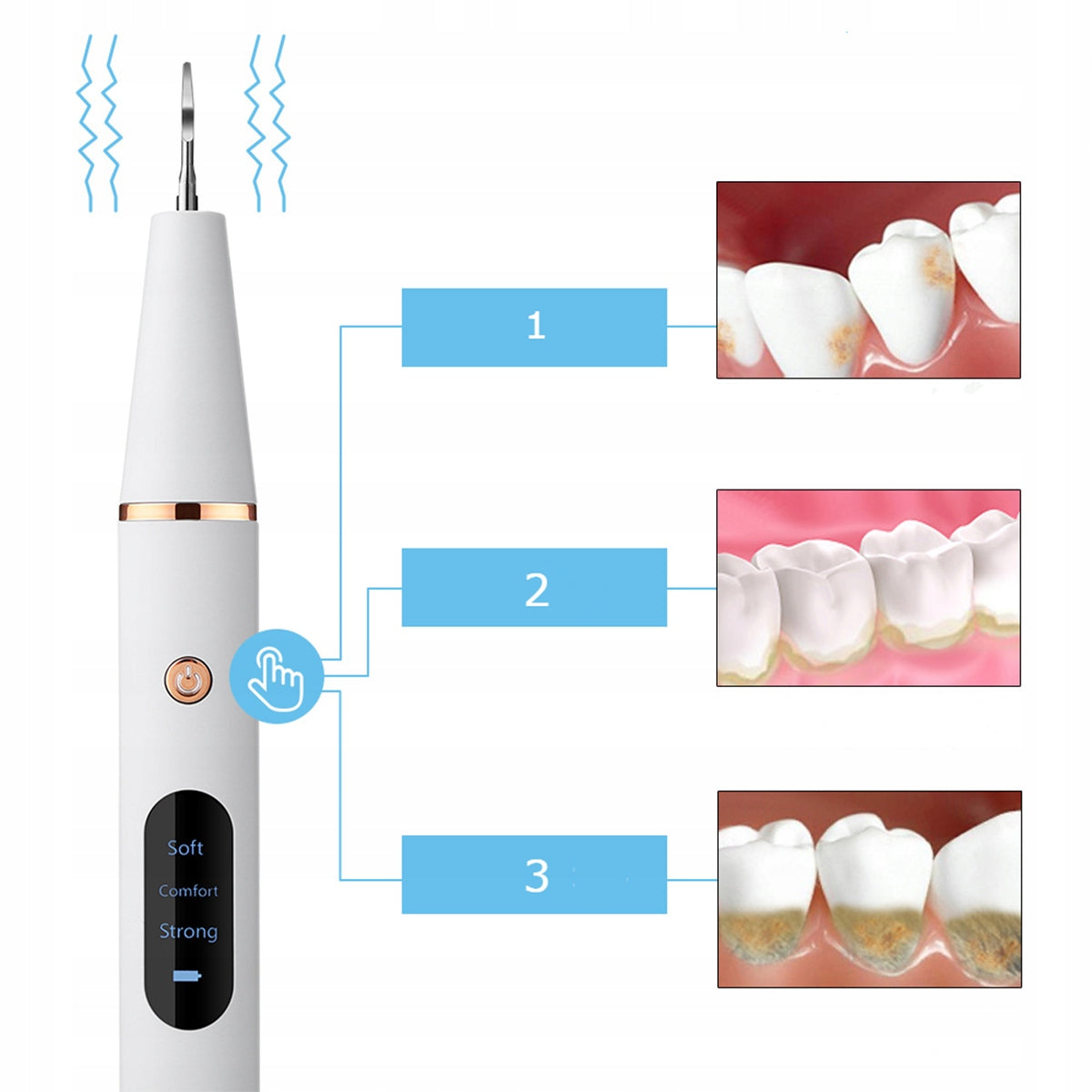 Dental Tooth Scaler Ultrasonic Powerful 3 Modes Stone Removal Manufacturer code skaler dentystyczny