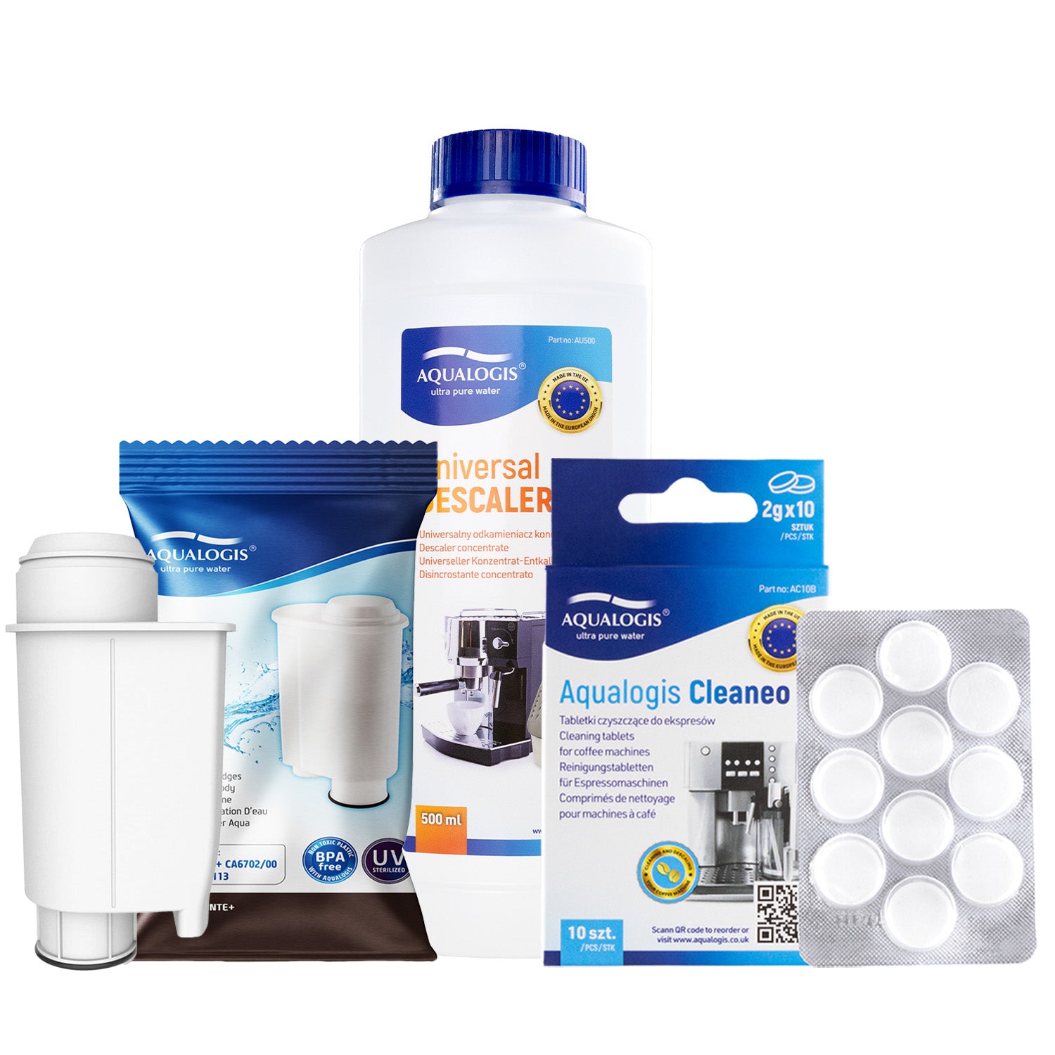 Descaler 500ml + Tablets + Water Filter for Saeco AL-Inte+