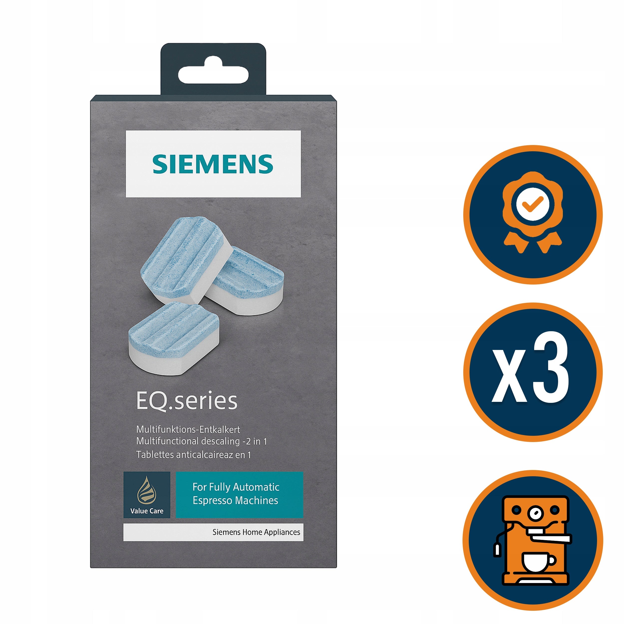 Descaler Tablets Siemens TZ80002B 3 Pieces Cleansing Packaging status original