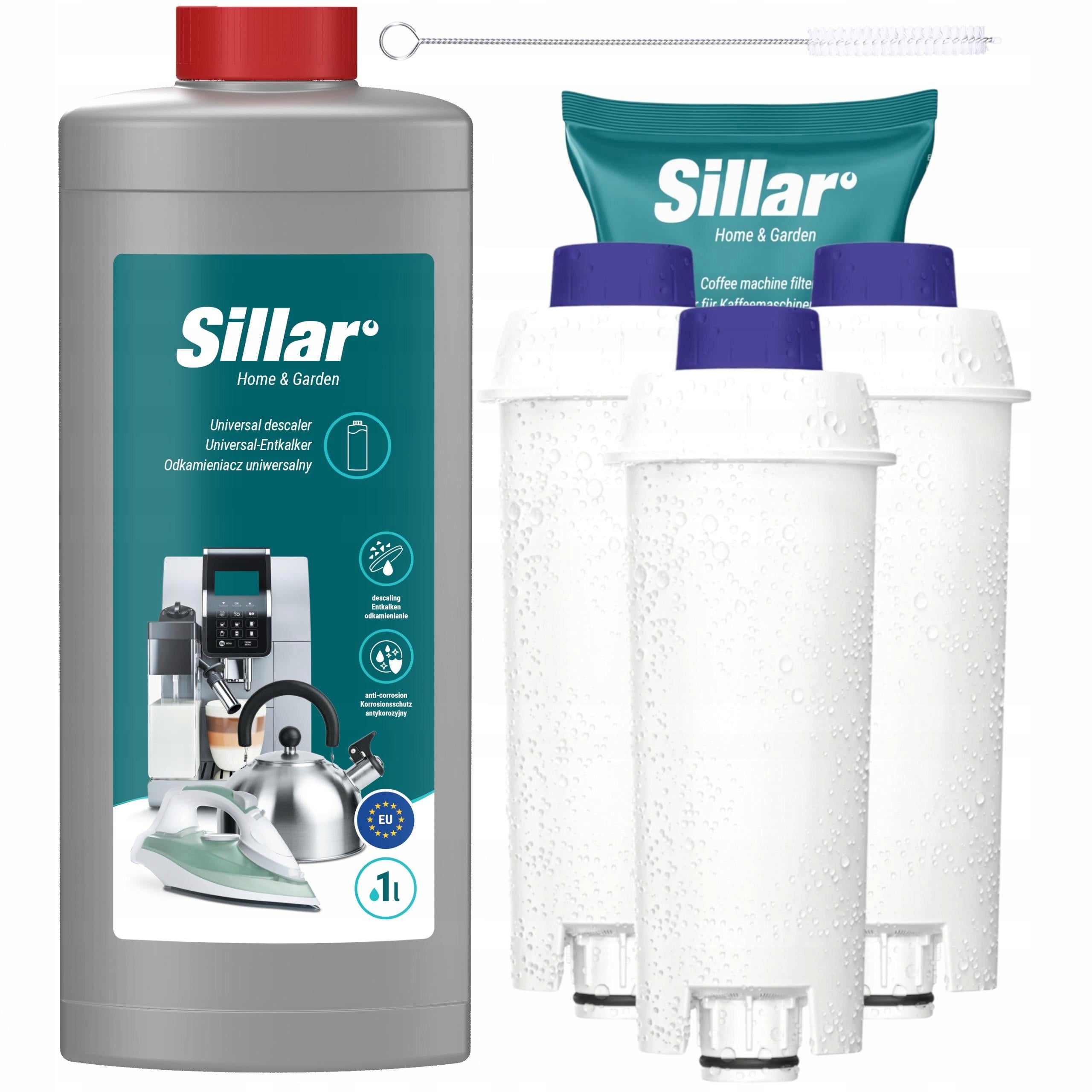 Descaler for espresso machine 1l + 3 water filter for Delonghi machine + cutter