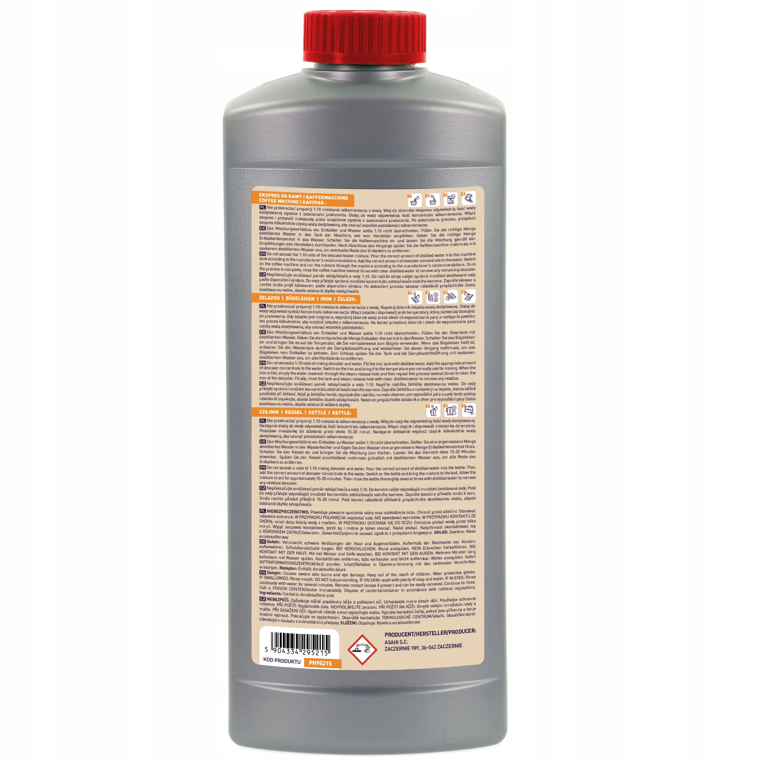 Descaler for espresso machine 2x 1L Universal descaling liquid Profi&Home EAN (GTIN) 5904334296007