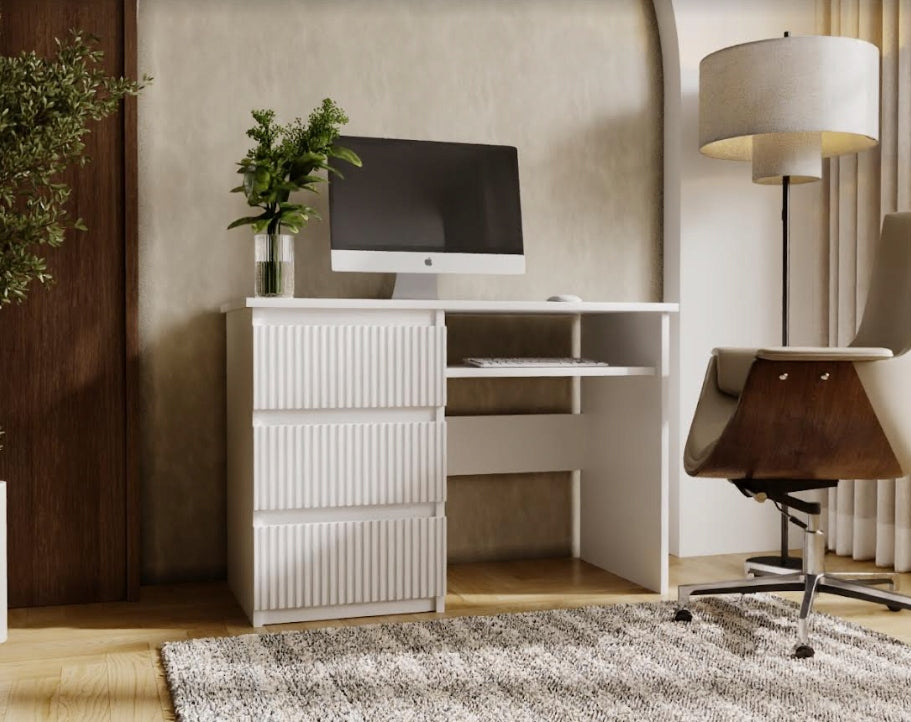 Desk 110 cm white stylish modern milled CS9 MDF Brand Bias
