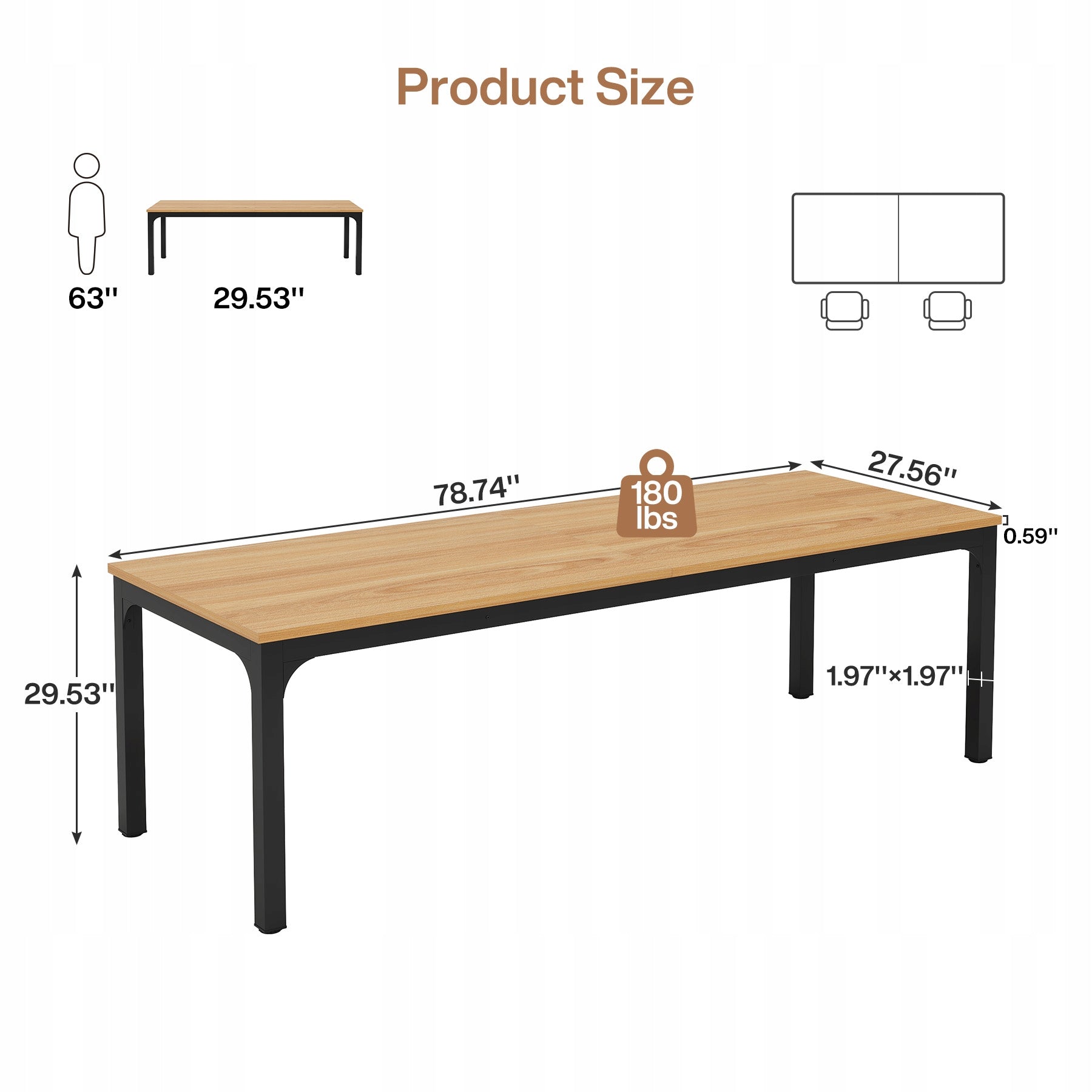 Desk, 200 x 70 x 75 cm, Double Long Desk - Office Furniture Packaging status original