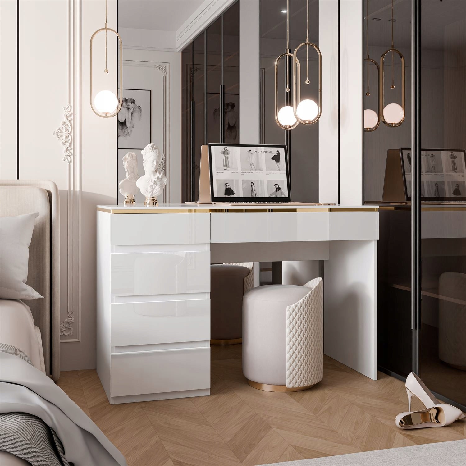 Desk AURORA with drawers White Manufacturer code LUK02118