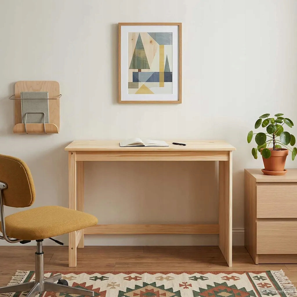 Desk Brown 112 x 50 x 75 cm Solid pine wood Furniture color brown oak