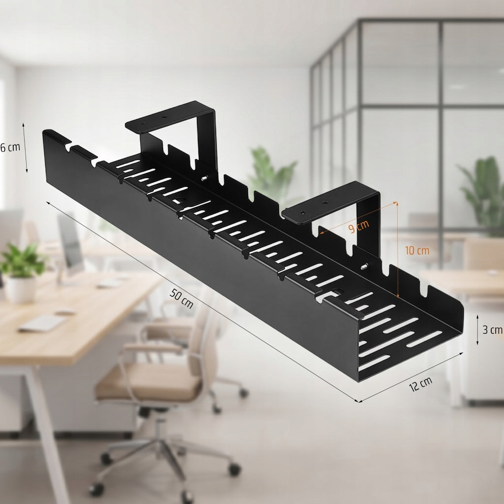 Desk Cable Organizer Basket Shelf Holder Metal Black Maskers Packaging status original