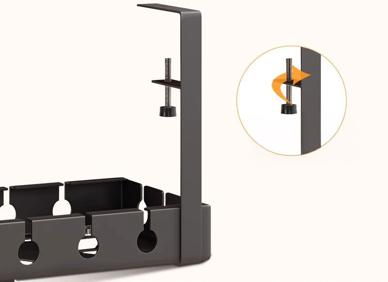 Desk Cable Organizer Black Grille Screwed to Tabletop 40cm Brand R70
