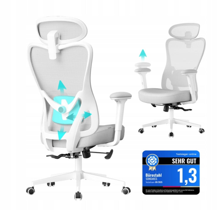Desk Chair Swivel Chair Adjustable Comfortable ERGONOMIC GREY