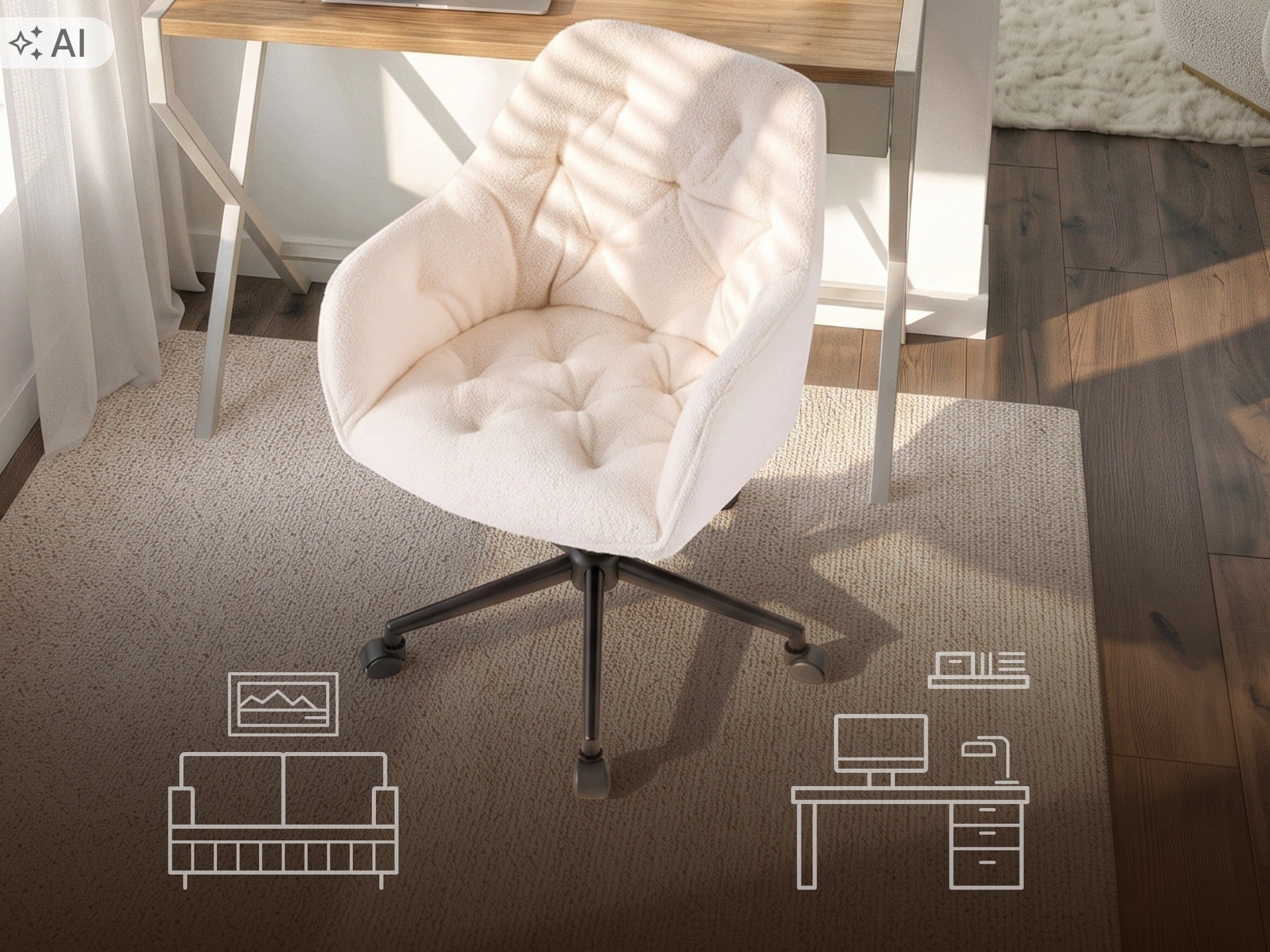 Desk Chair Swivel Lamb Armchair Dressing Table Office Cream KONOR Manufacturer code krzesło młodzieżowe biurowe do komputera