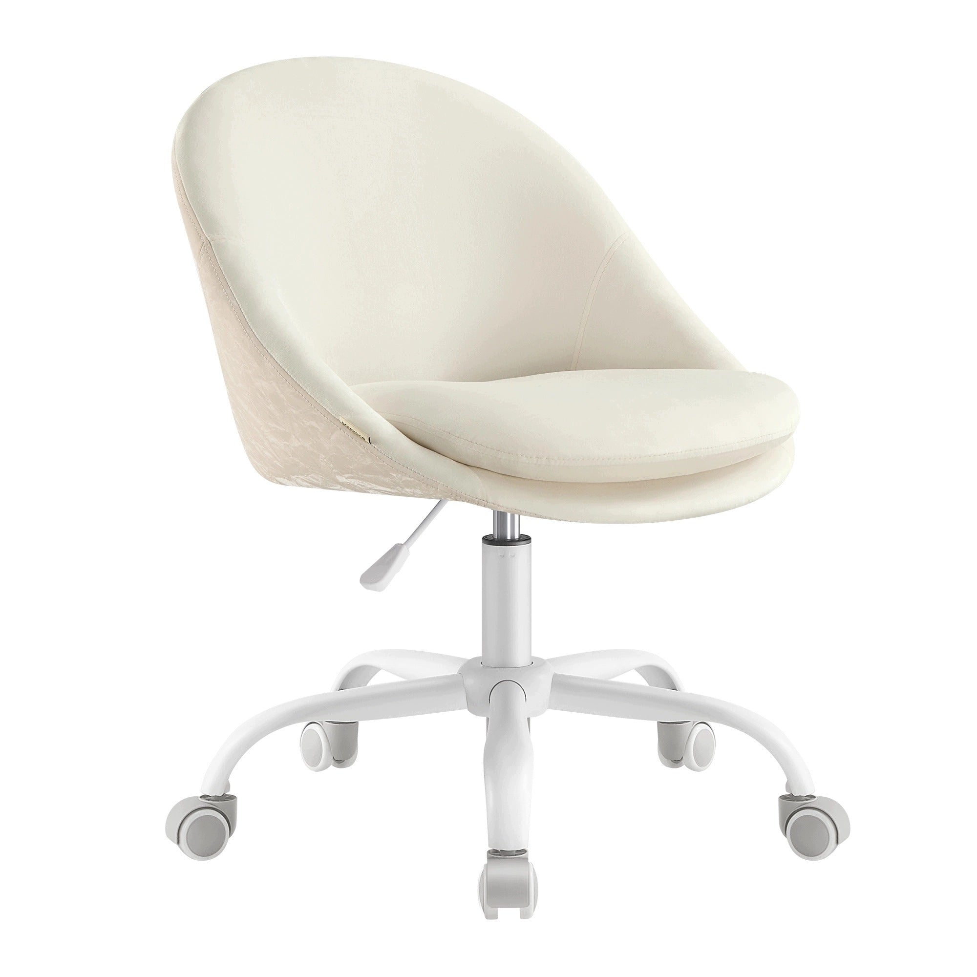Desk Chair VELOUR Swivel Beige on Wheels Bucket Spacetronik
