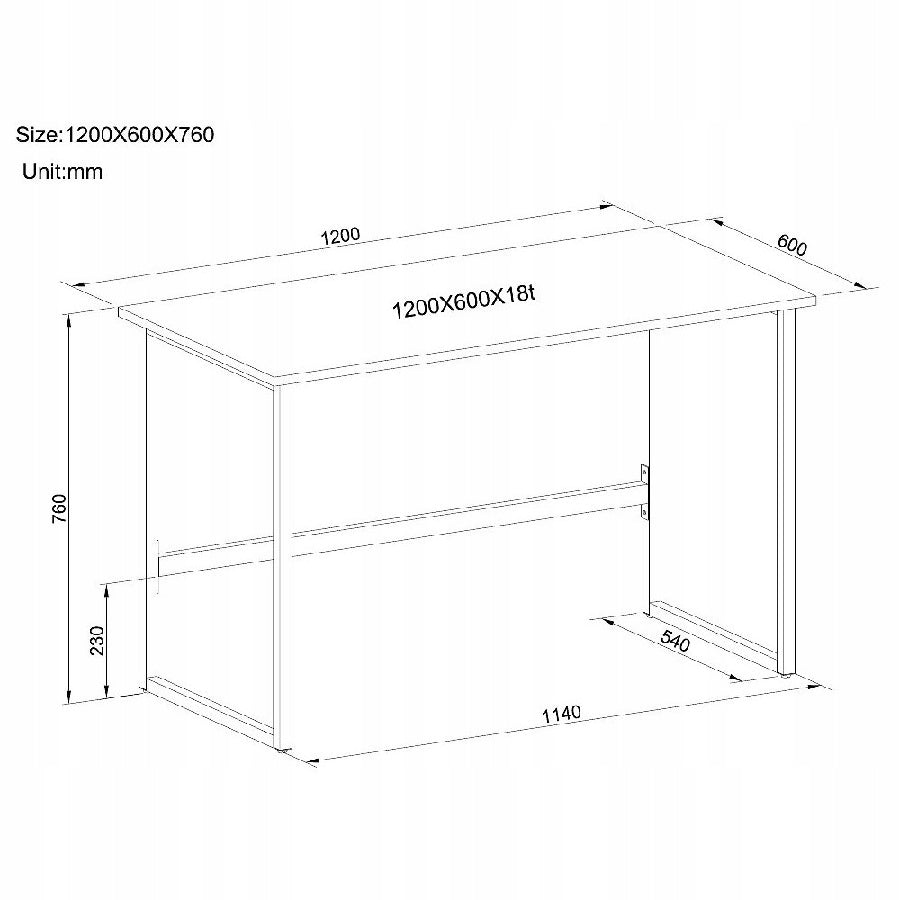 Desk Computer Table 120x60 cm White Techly Brand Techly