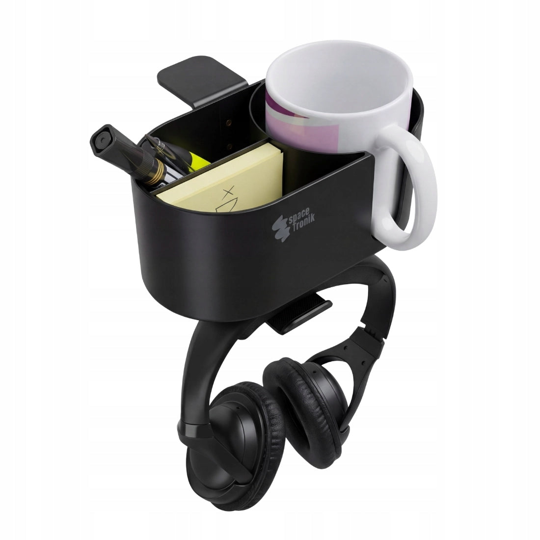 Desk Cup Holder Spacetronik Organizer Headphone Holder black